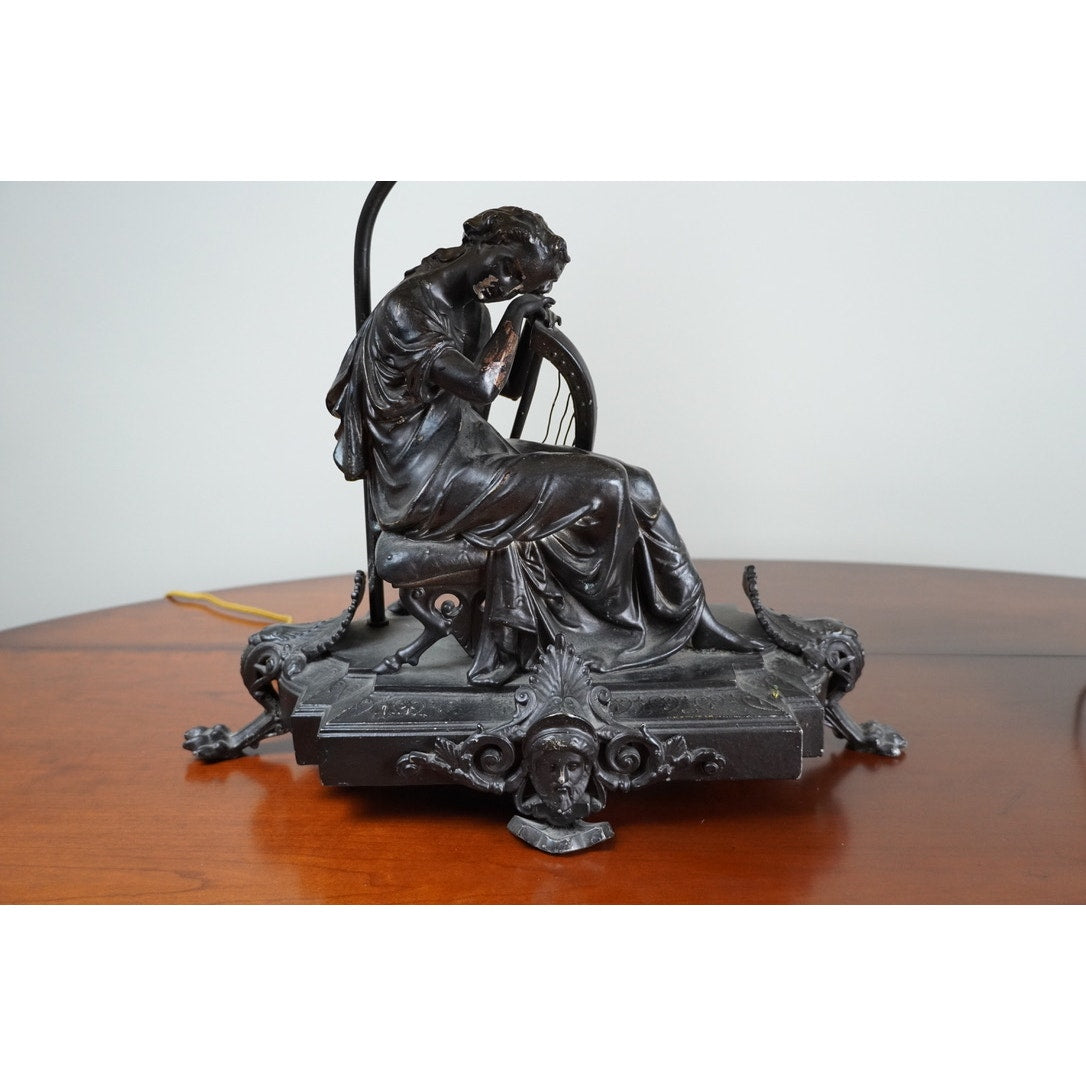 Vintage Pair of Art Nouveau Bronze Finish Figural Lamps c. 1920