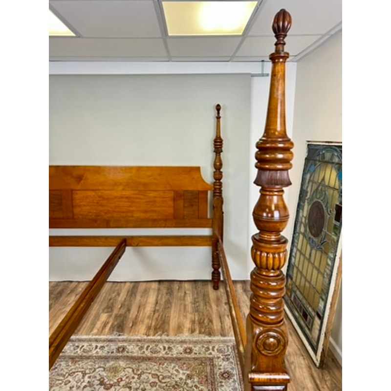 Antique 19th Century Sheraton Field Bed Resized to King by Leonards New England Seekonk, MA