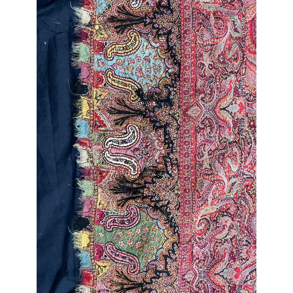 Signed Antique Kashmiri Kani Square Shawl with Central Medallion | India c. 1850–1880