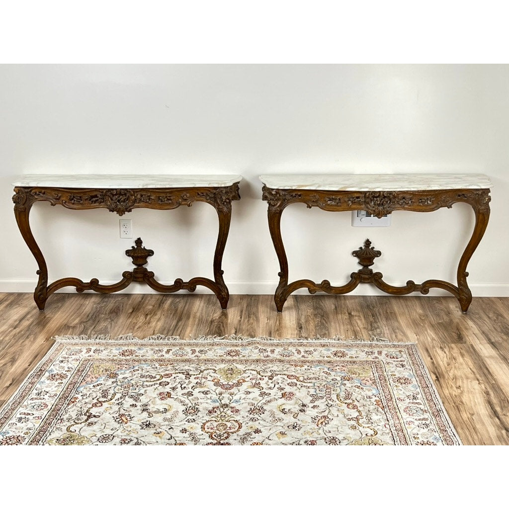 Antique Pair Louis XV Rococo Portor de Pyrénées Console Tables c. Late 18th Century
