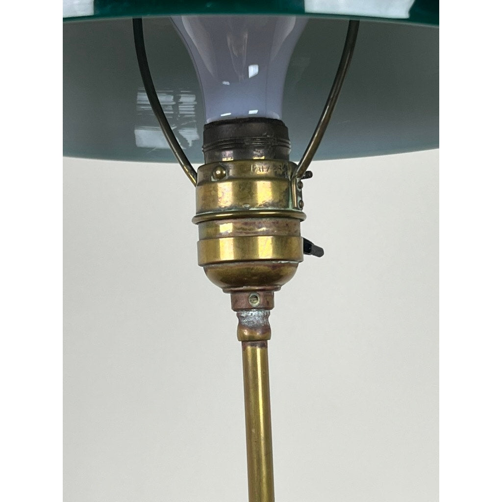Antique Bankers Green Shade Emeralite Style Desk Lamp c. Early 20th Century