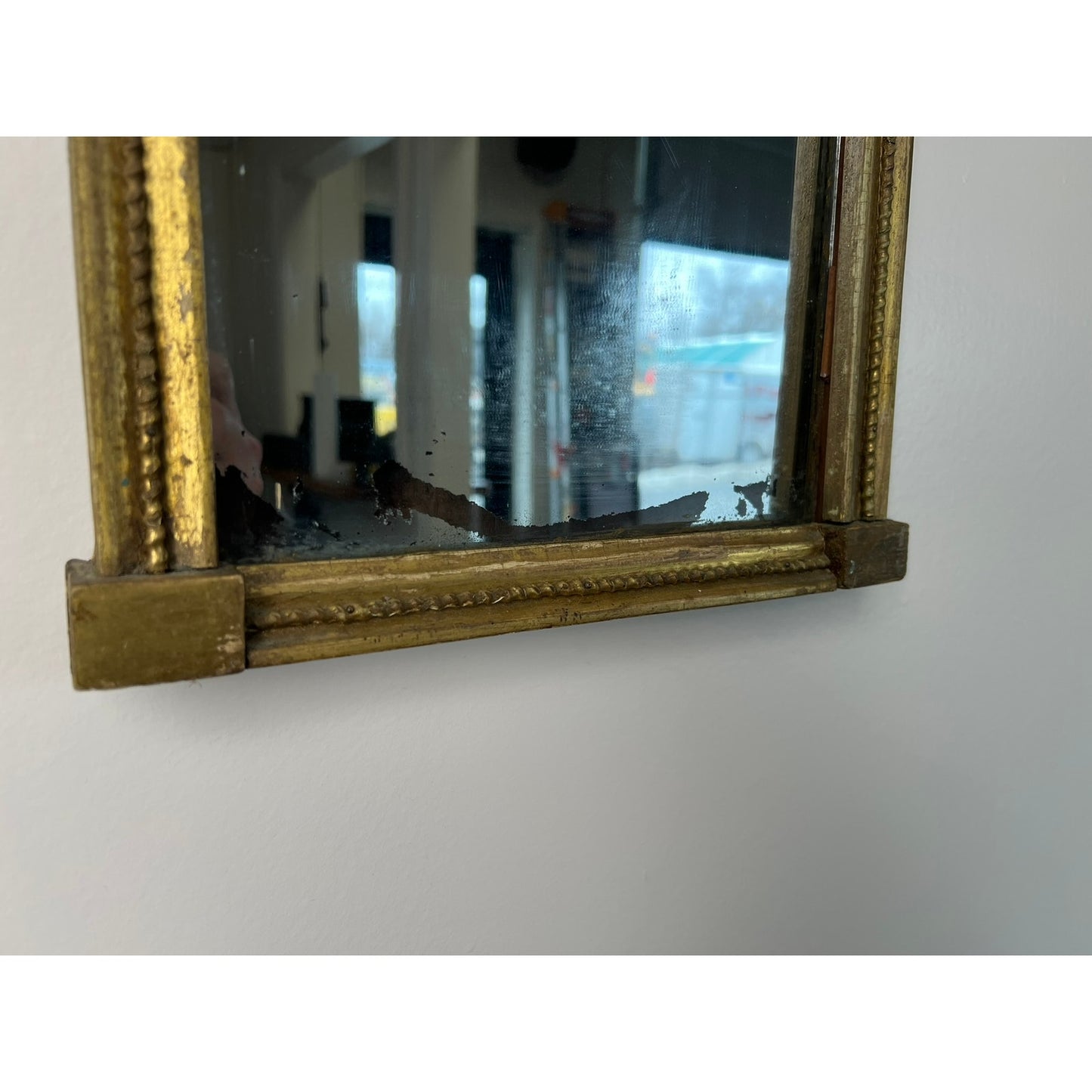 Antique Diminutive Reverse Painted Federal Wall Mirror c. 1820