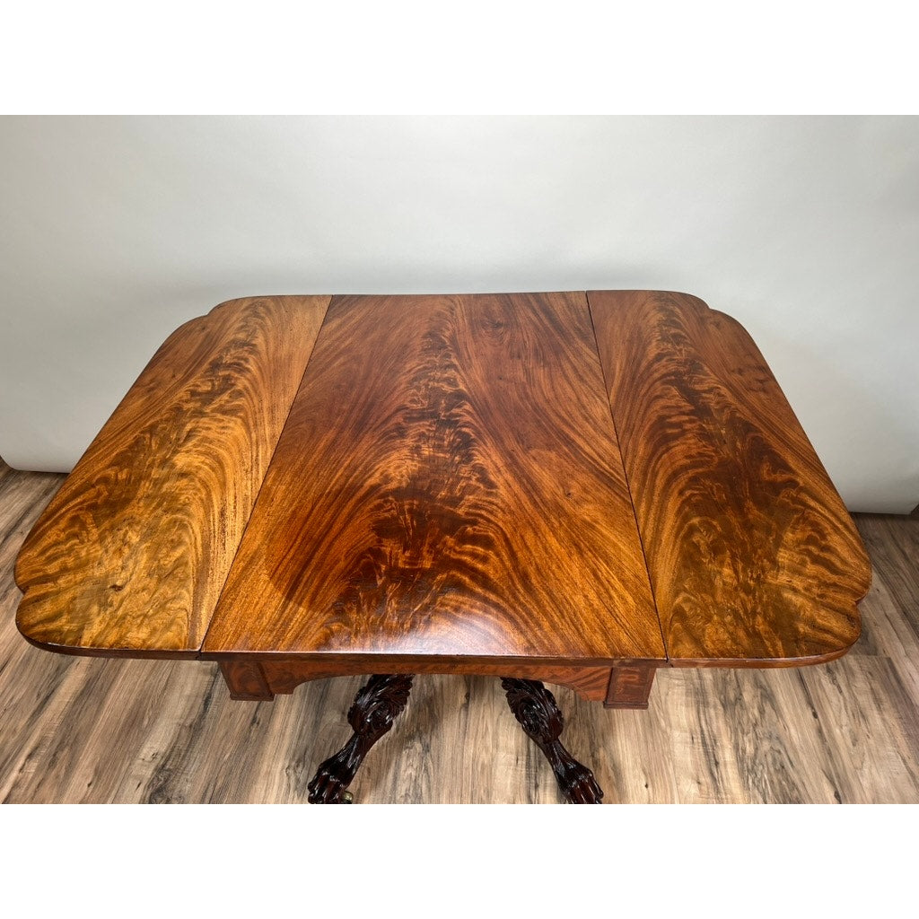 Antique New York Federal Period Mahogany Paw Foot Drop Leaf Table c. 1830