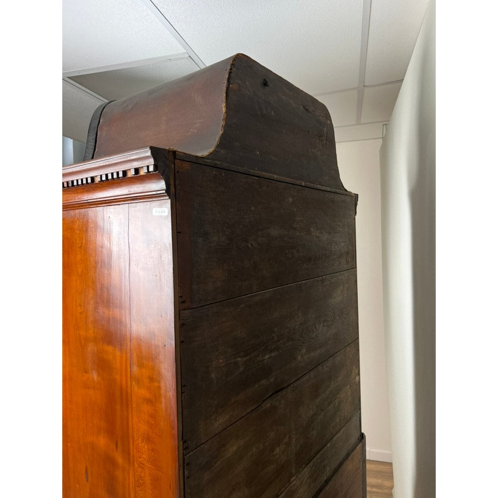 Antique Chippendale Cherry Highboy with Broken Swans Neck Pediment c. Late 18th Century