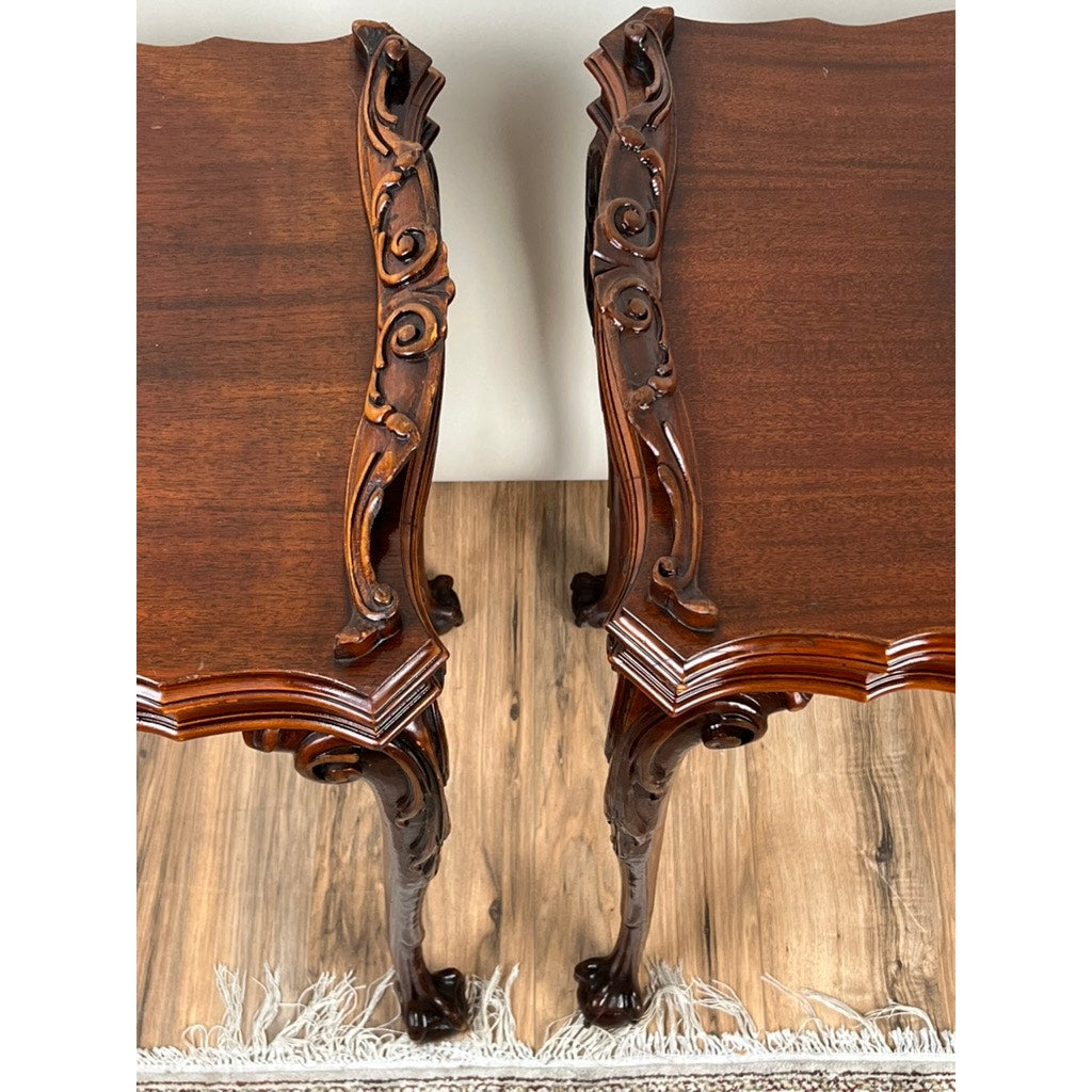 Vintage Pair of Georgian Style Ball and Claw Foot End Tables c. 1940