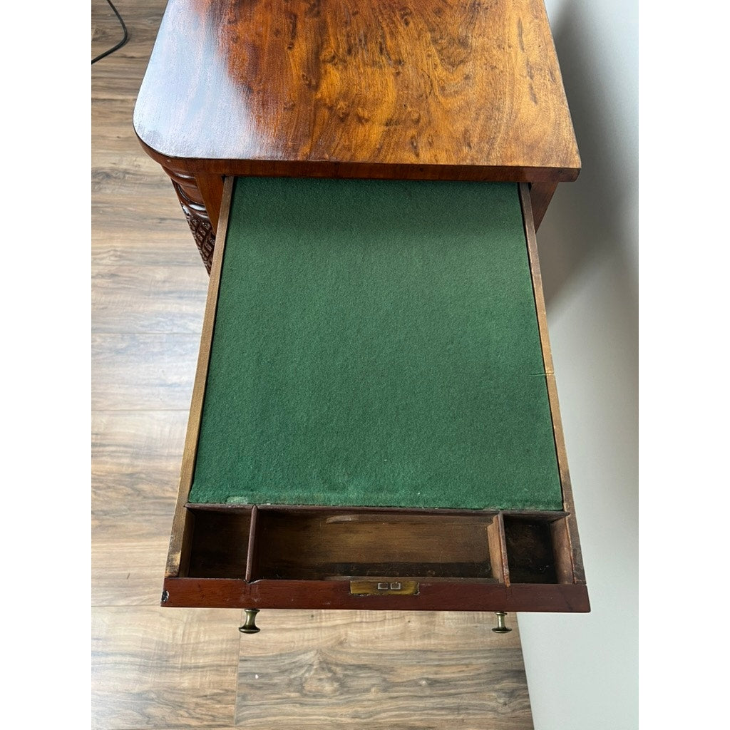 Antique Federal Period Mahogany Work Table with Pineapple Carved Pillars c. 1840