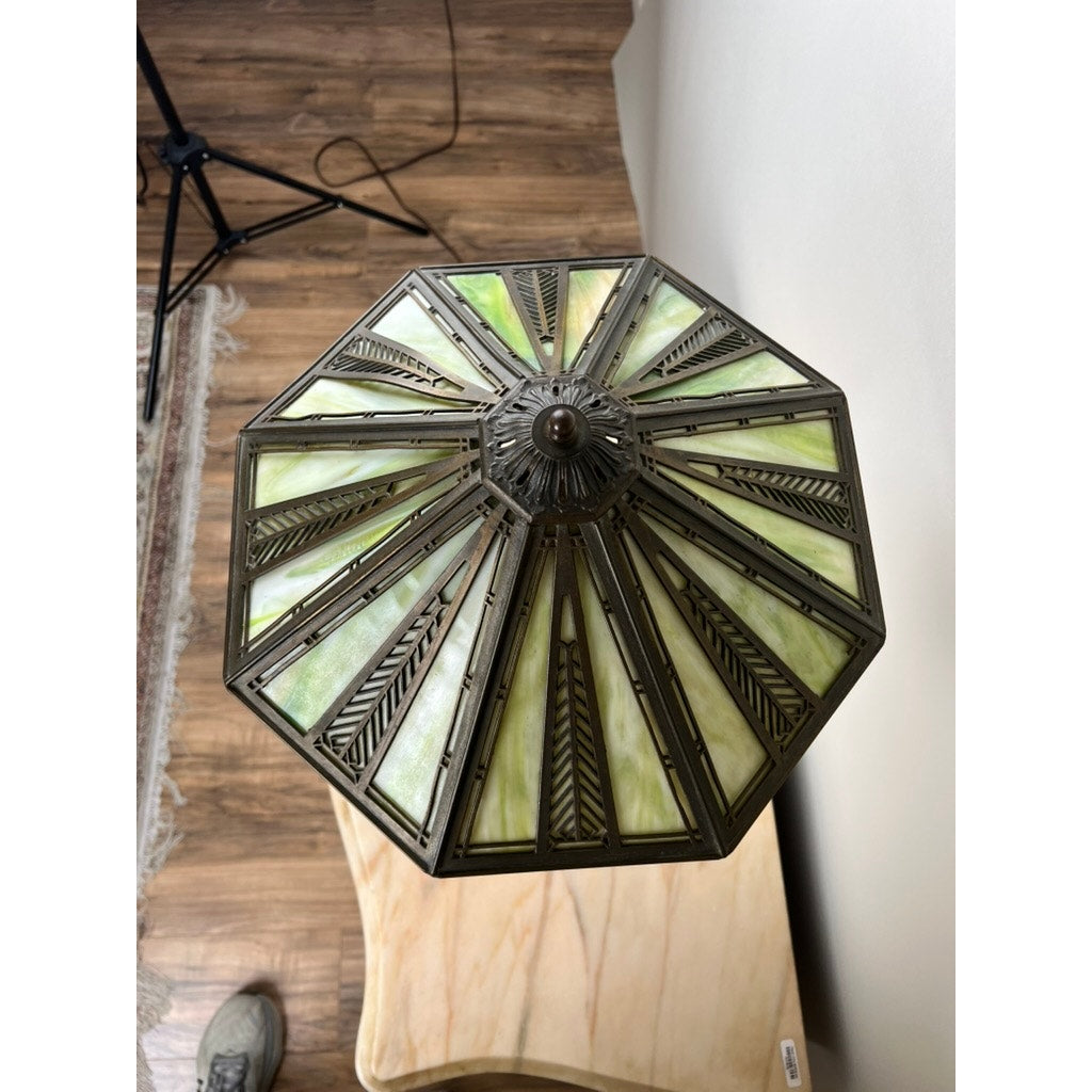 Antique Bradley & Hubbard Arts & Crafts Prairie School Slag Glass Lamp