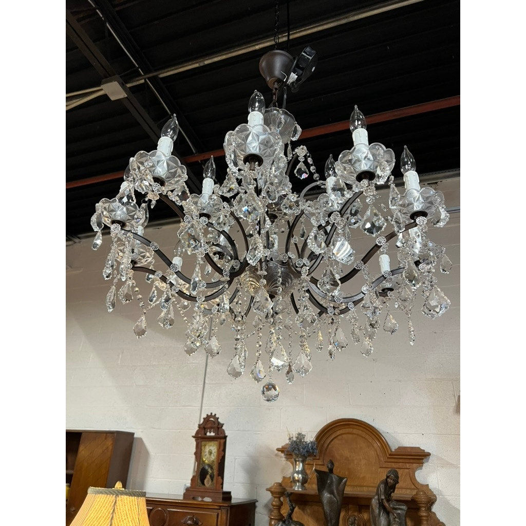 Vintage Restoration Hardware 18 Light Rococo Crystal Chandelier