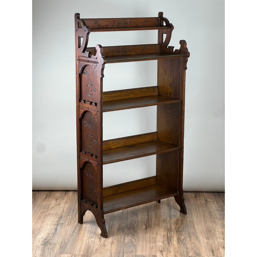 Antique Eastlake Victorian Chestnut Book Shelf c. 1890