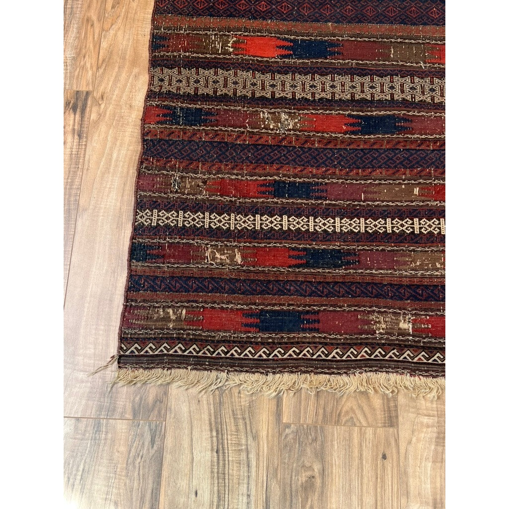 Antique Afghan Baluch Kilim Rug c. Late 19th Century 2’7 x 4’8