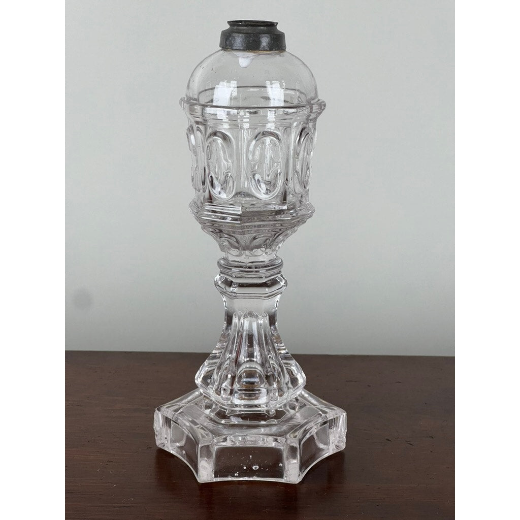 Antique Boston Sandwich Glass Whale Oil Lamp c. Mid 19th Century