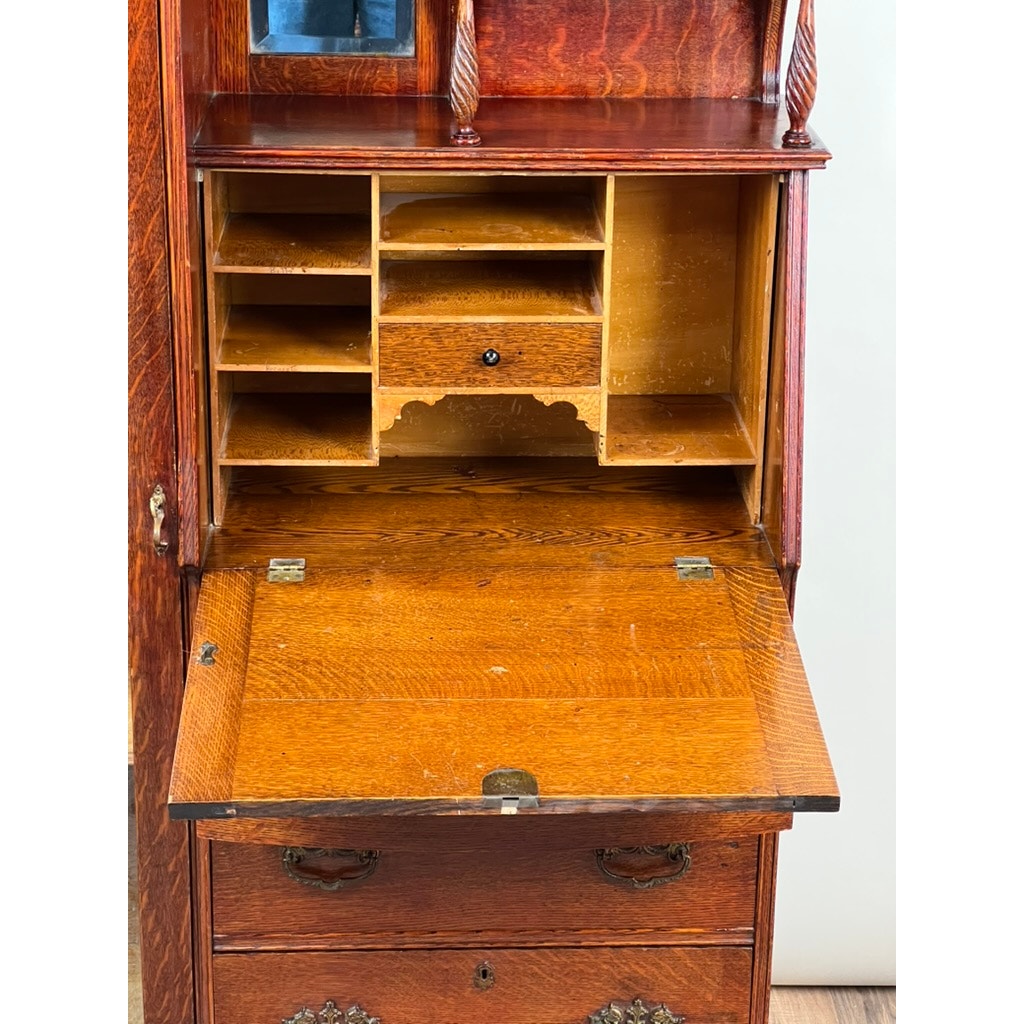 Antique Victorian Oak Side by Side Secretary c. 1900
