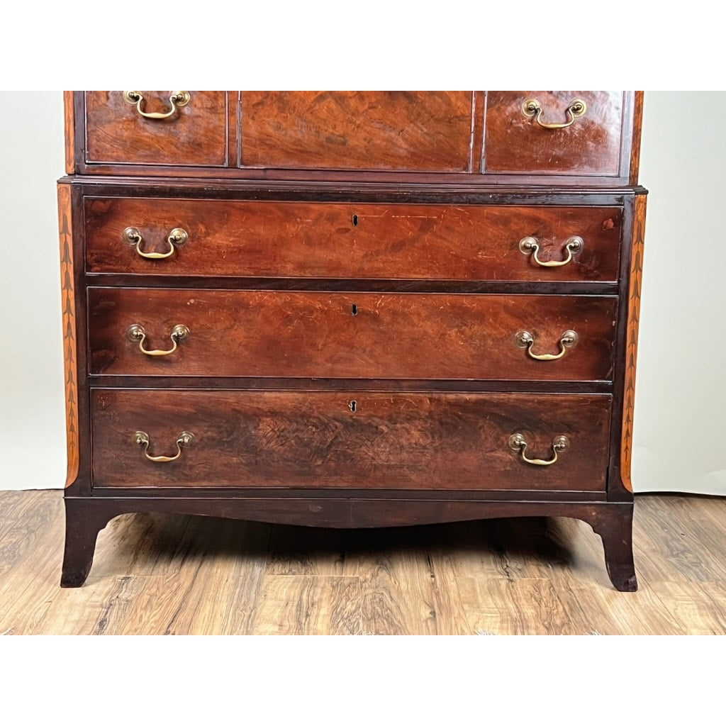 Antique George III Mahogany Wardrobe and Butlers Secretary c. Late 18th Century