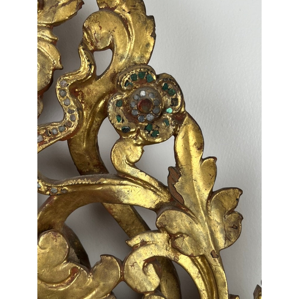 Antique Giltwood Burmese Shrine Mirror c. 19th Century
