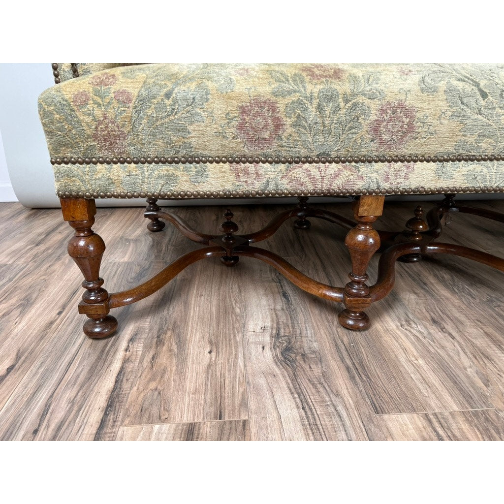 Antique French Louis XIV Style Highback Settee c. Late 19th Century
