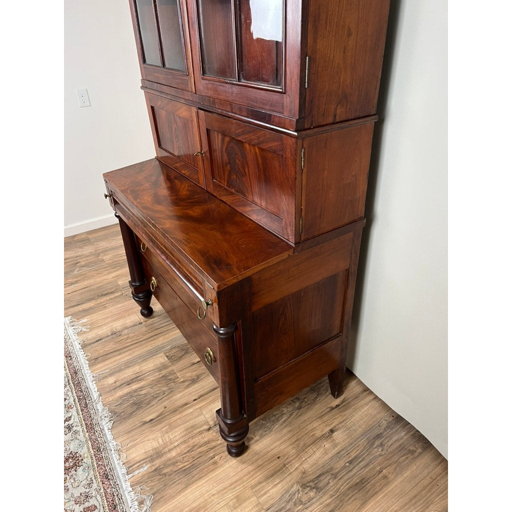 Antique Late Federal Period Mahogany Plantation Secretary and Bookcase c. Late 1830s