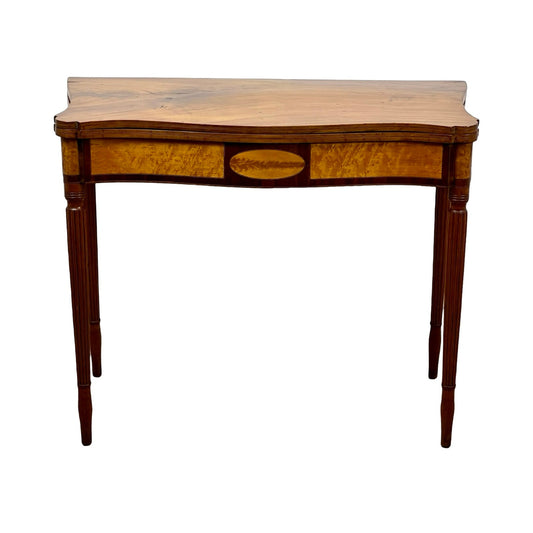 Antique Federal Mahogany and Birdseye Maple Game Table c. 1830