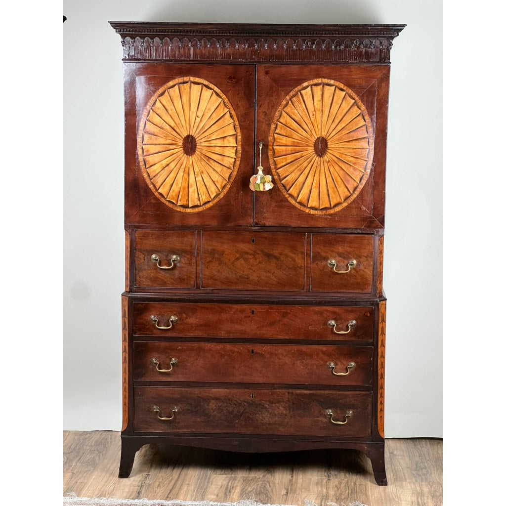Antique George III Mahogany Wardrobe and Butlers Secretary c. Late 18th Century