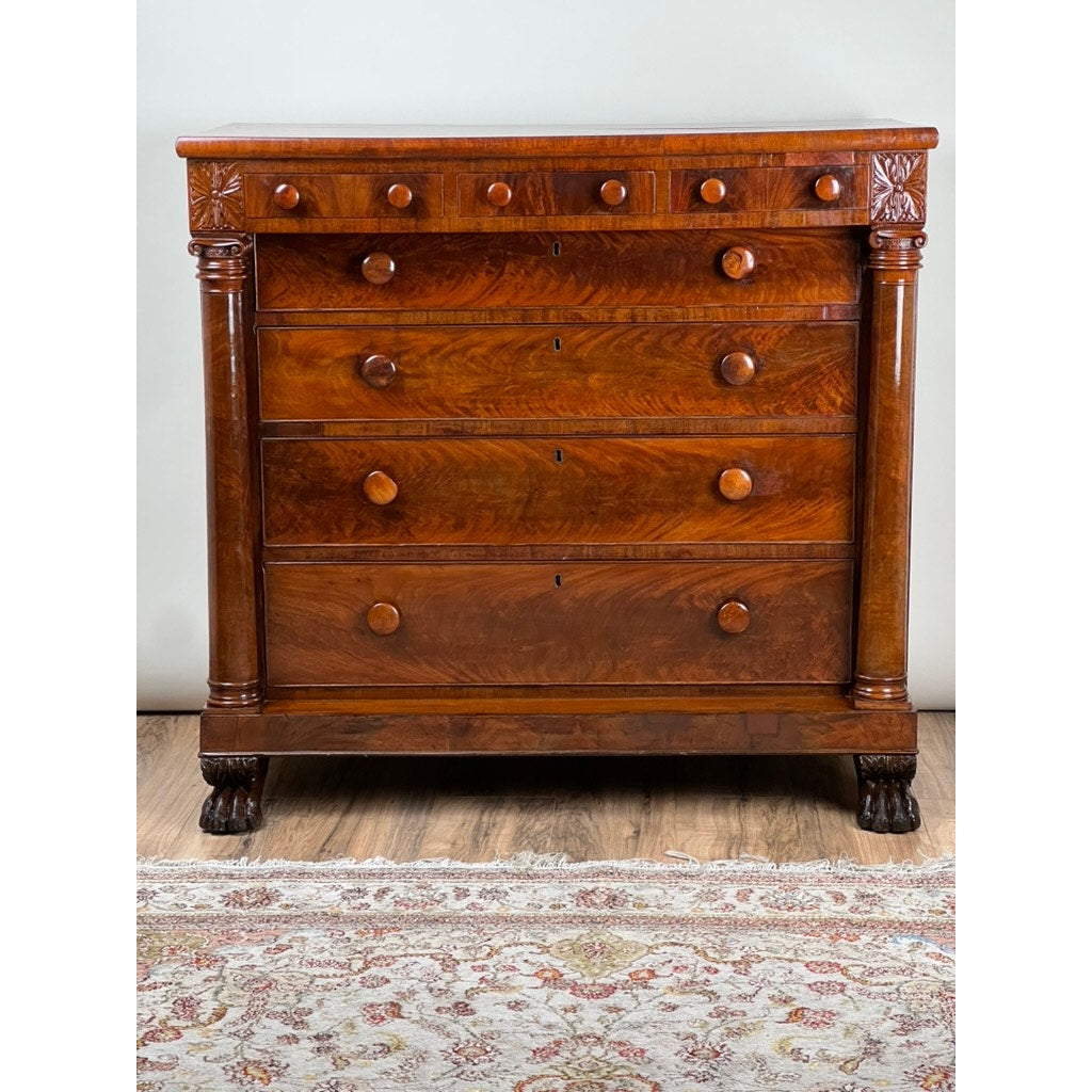 Antique Late Federal Mahogany Paw Foot Chest of Drawers c. 1840