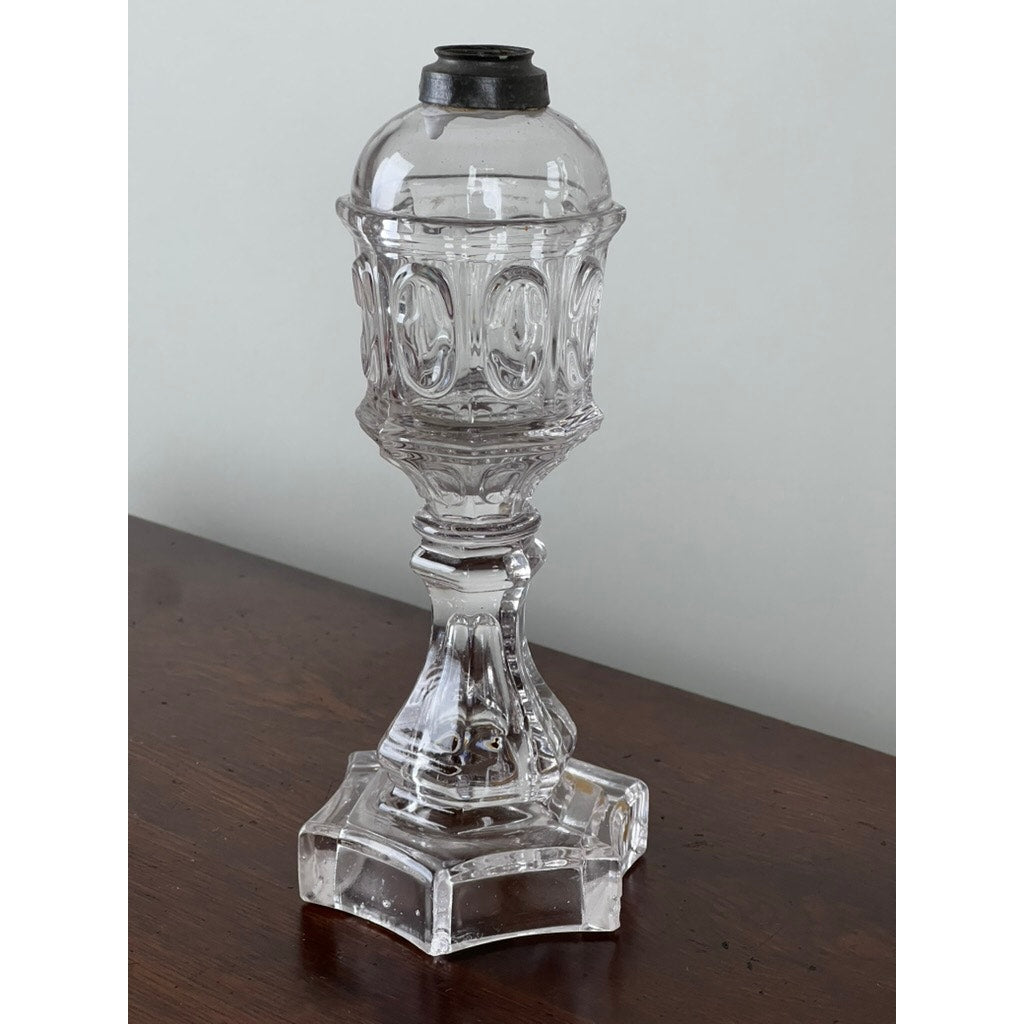 Antique Boston Sandwich Glass Whale Oil Lamp c. Mid 19th Century