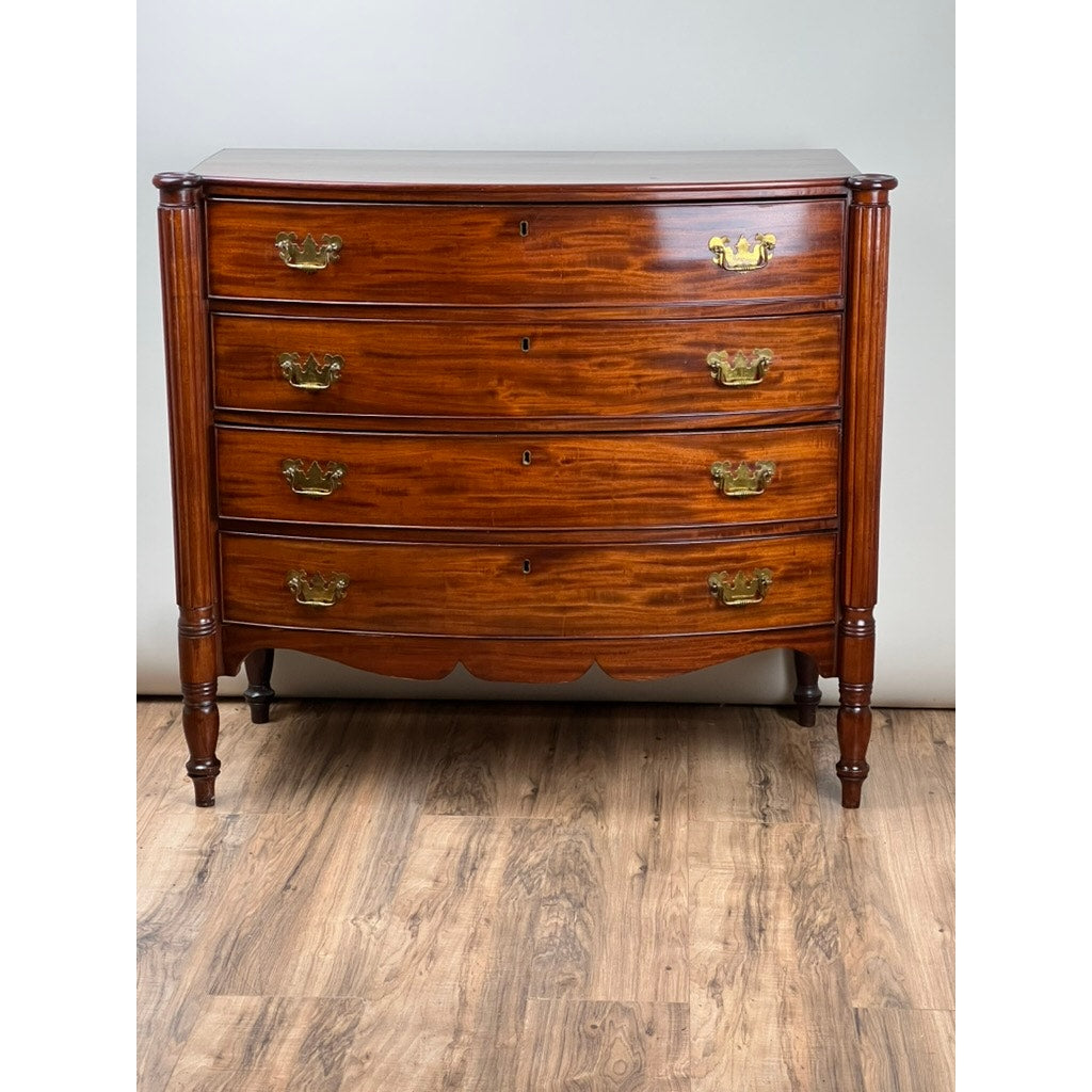 Antique Federal Period Sheraton Mahogany Bow Front Chest c. 1830