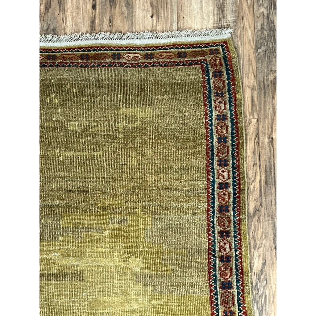 Antique Anatolian Village Runner Rug with Olive Abrash Field, c. Early 20th Century – 2’4 x 5’9