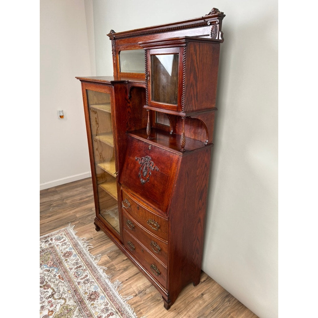 Antique Victorian Oak Side by Side Secretary c. 1900