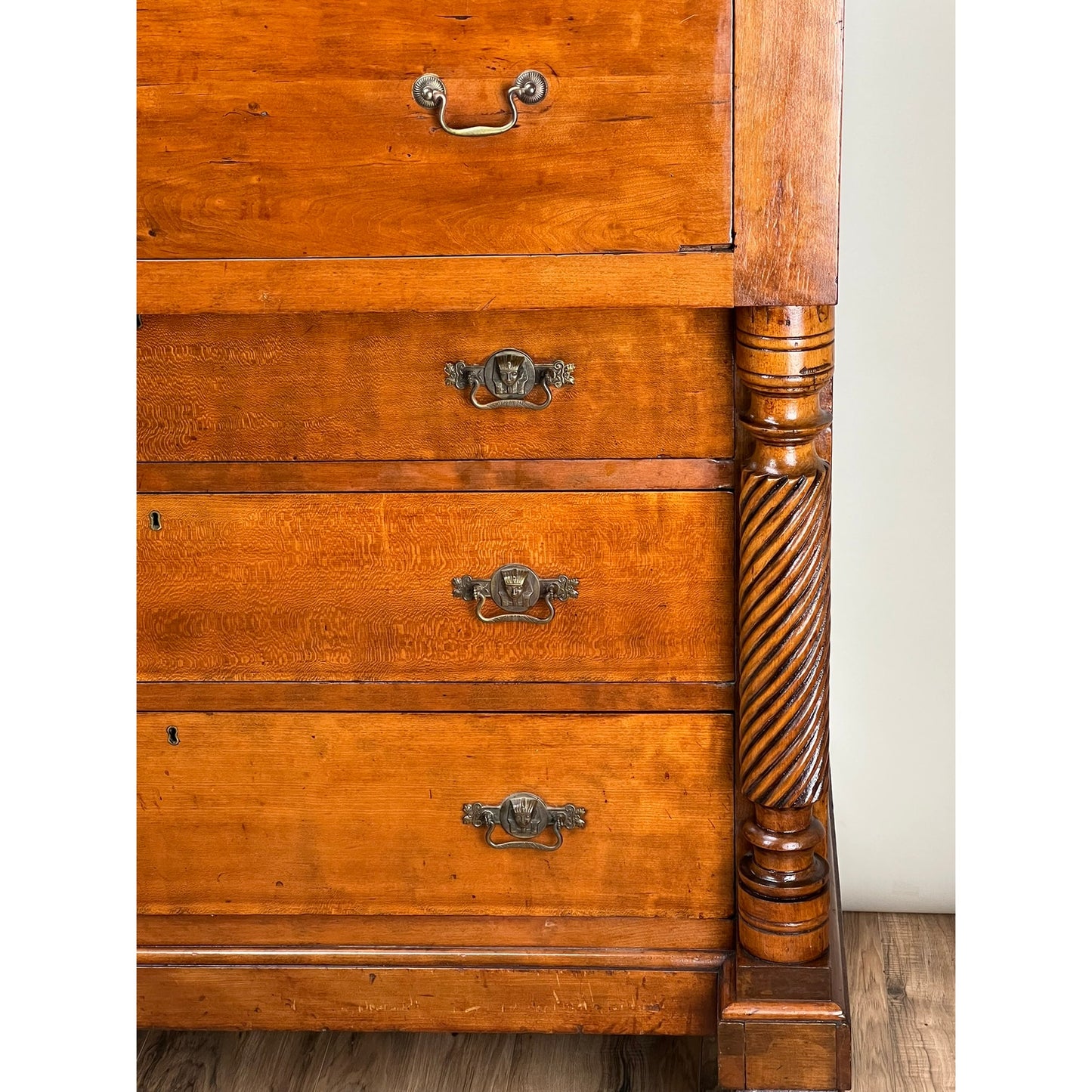 Antique Cherry Late Federal Paw Foot Four Drawer Chest c. 1840