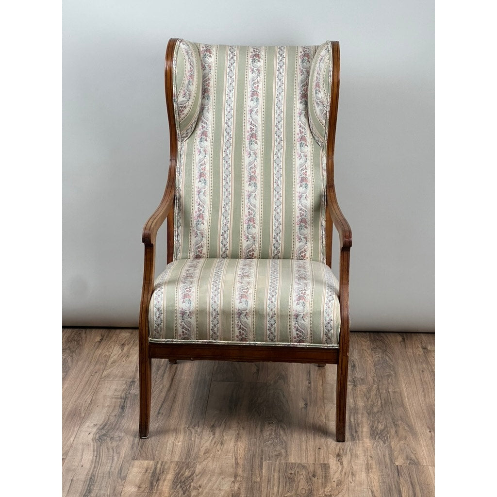 Antique 19th Century Biedermeier Fruitwood Wing Back Chair Probably German or Austrian