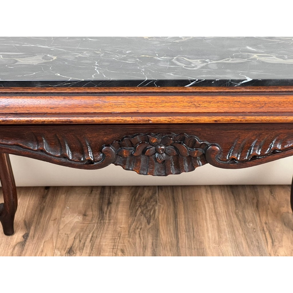 Antique French Louis XV Black Marble Top Stand with Cabriole Legs c. late 19th Century