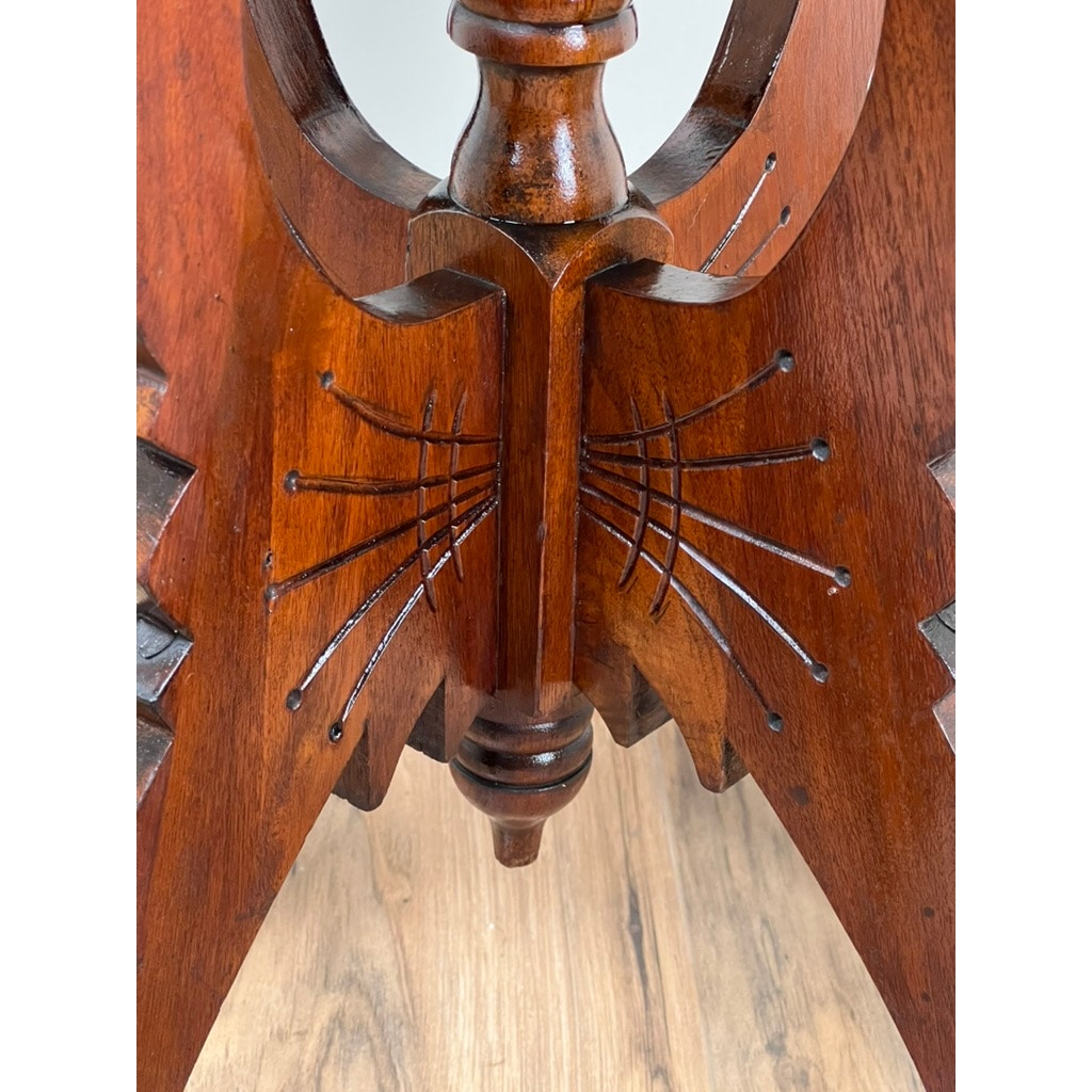 Antique Walnut Eastlake Victorian Marble Top Stand c. 1880