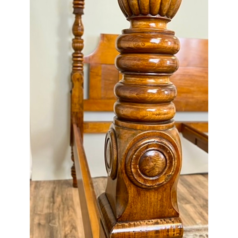 Antique 19th Century Sheraton Field Bed Resized to King by Leonards New England Seekonk, MA