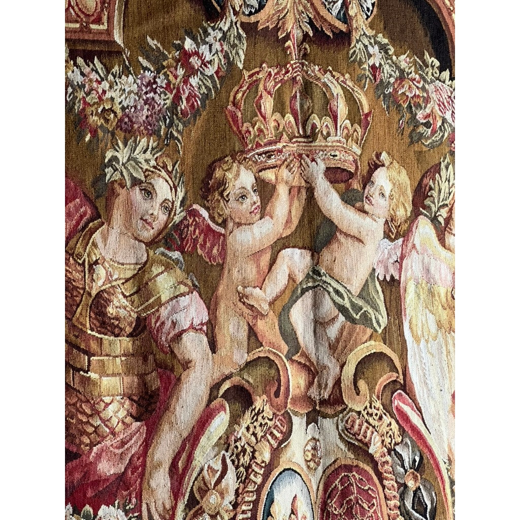 Vintage Fine Reproduction of Louis XIV Aubusson Tapestry “Portiere des Renommees”, Gobelins workshop of Jean Le Souet after Charles le Brun