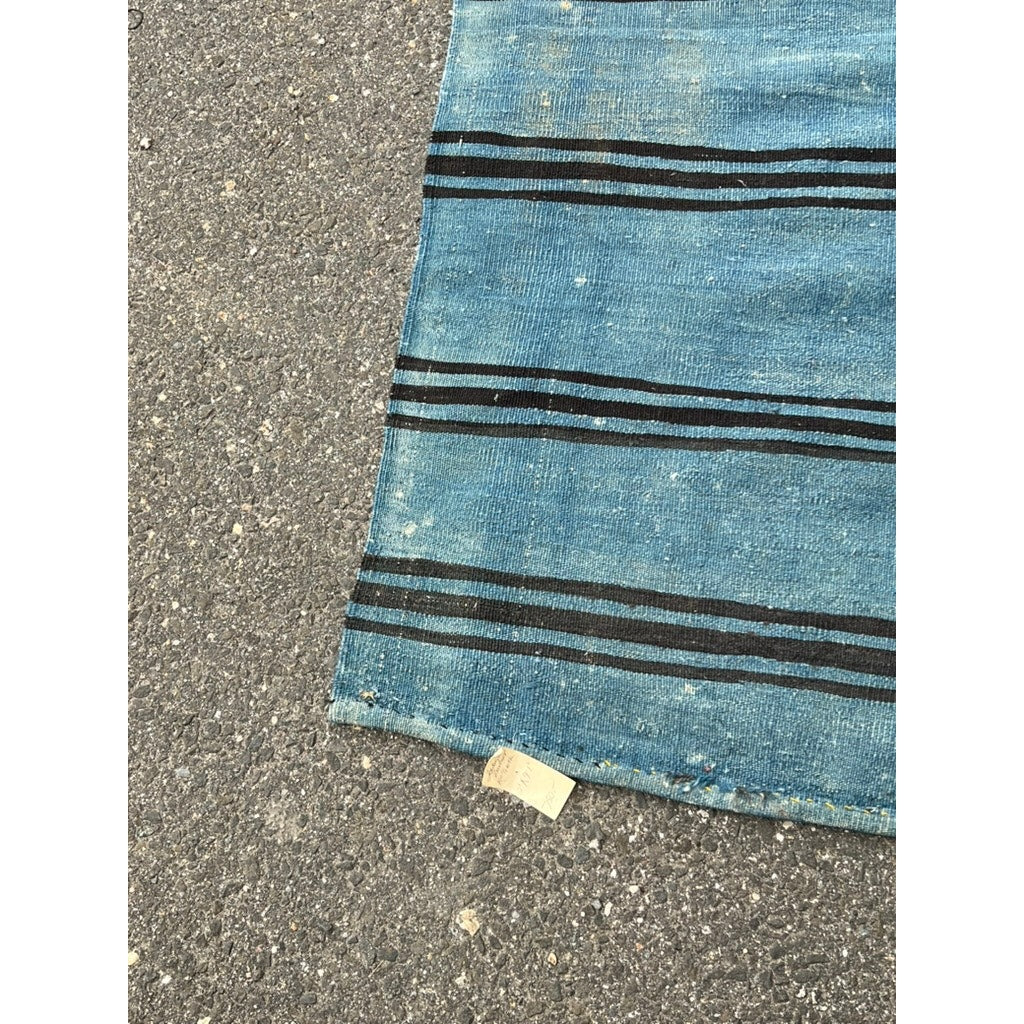 Antique Persian Indigo Blue Handwoven Cotton Runner c. Early 20th Century – 2’ x 9’1