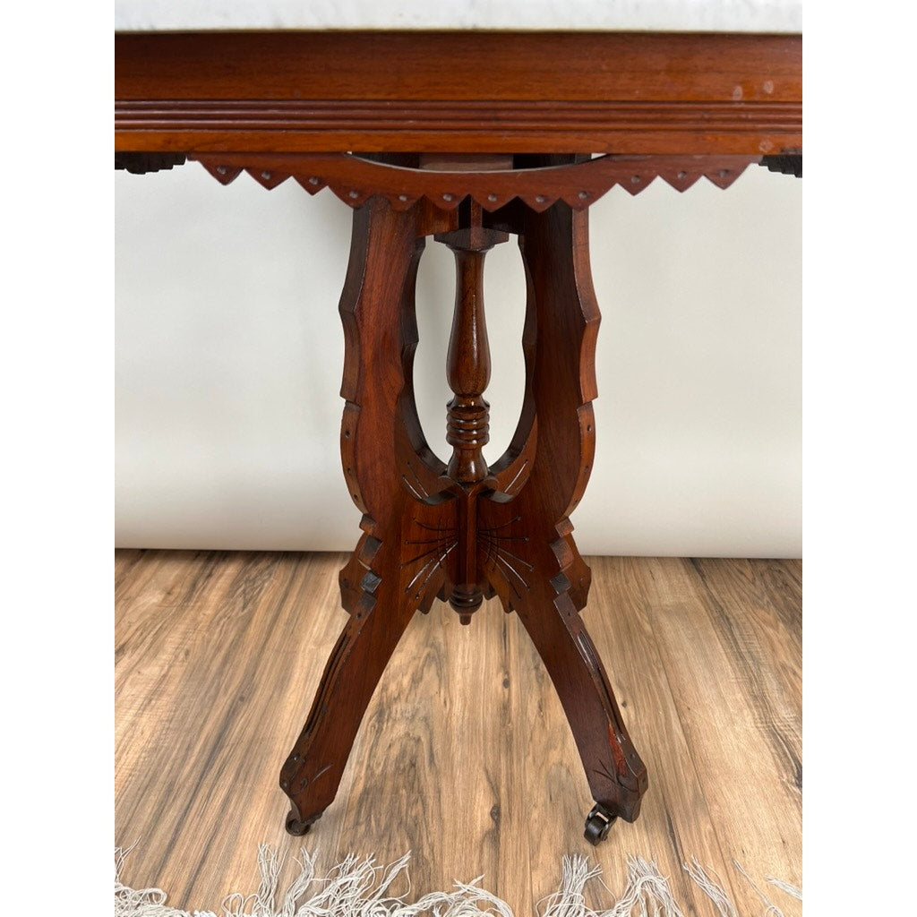 Antique Walnut Eastlake Victorian Marble Top Stand c. 1880