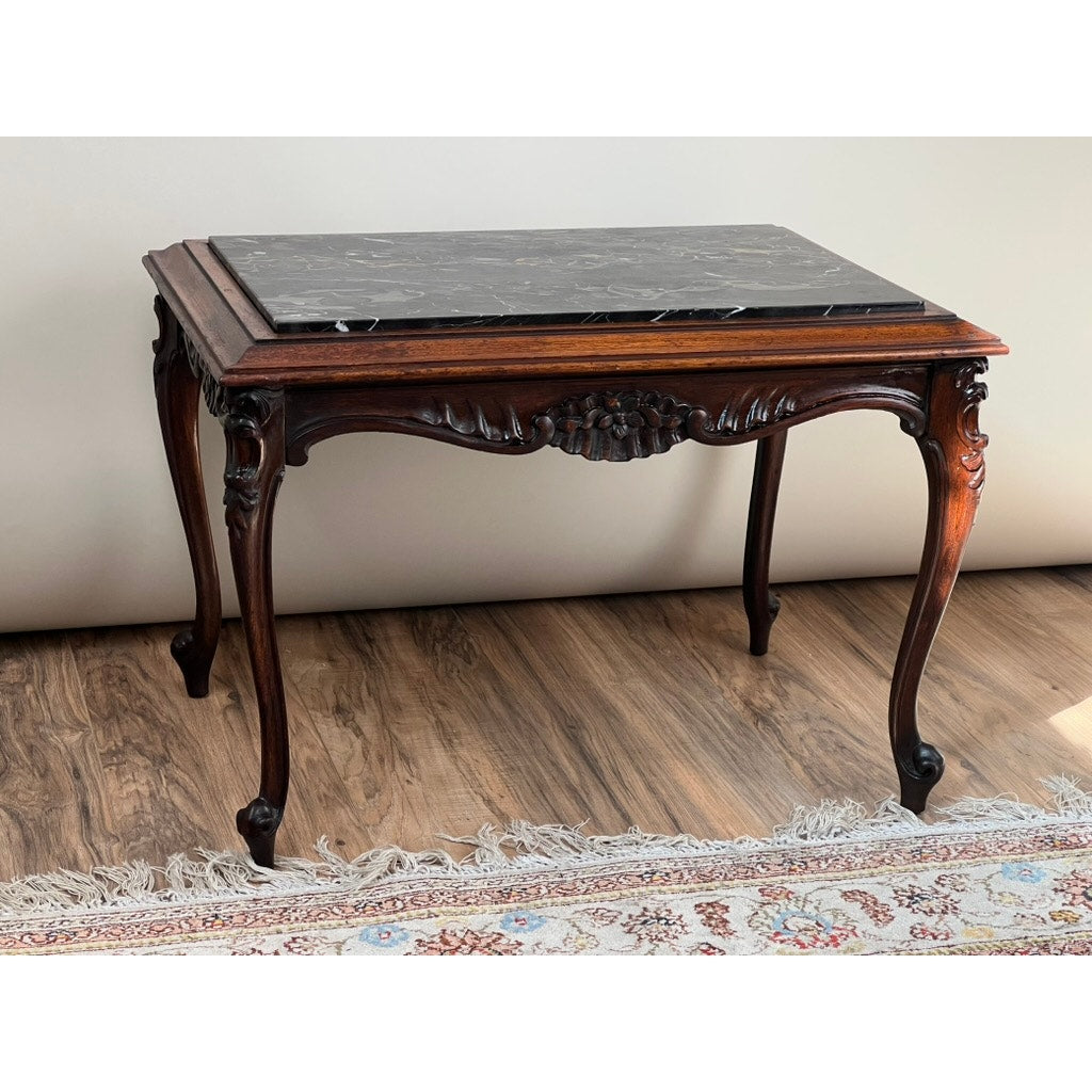 Antique French Louis XV Black Marble Top Stand with Cabriole Legs c. late 19th Century