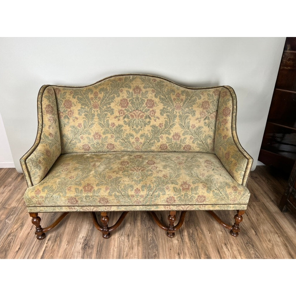 Antique French Louis XIV Style Highback Settee c. Late 19th Century