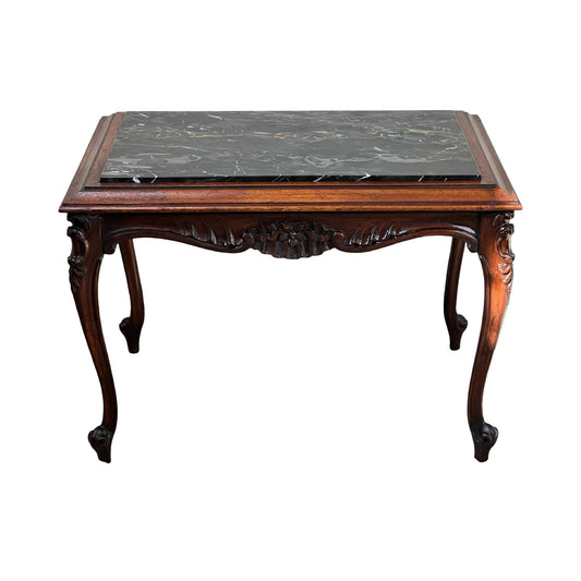 Antique French Louis XV Black Marble Top Stand with Cabriole Legs c. late 19th Century
