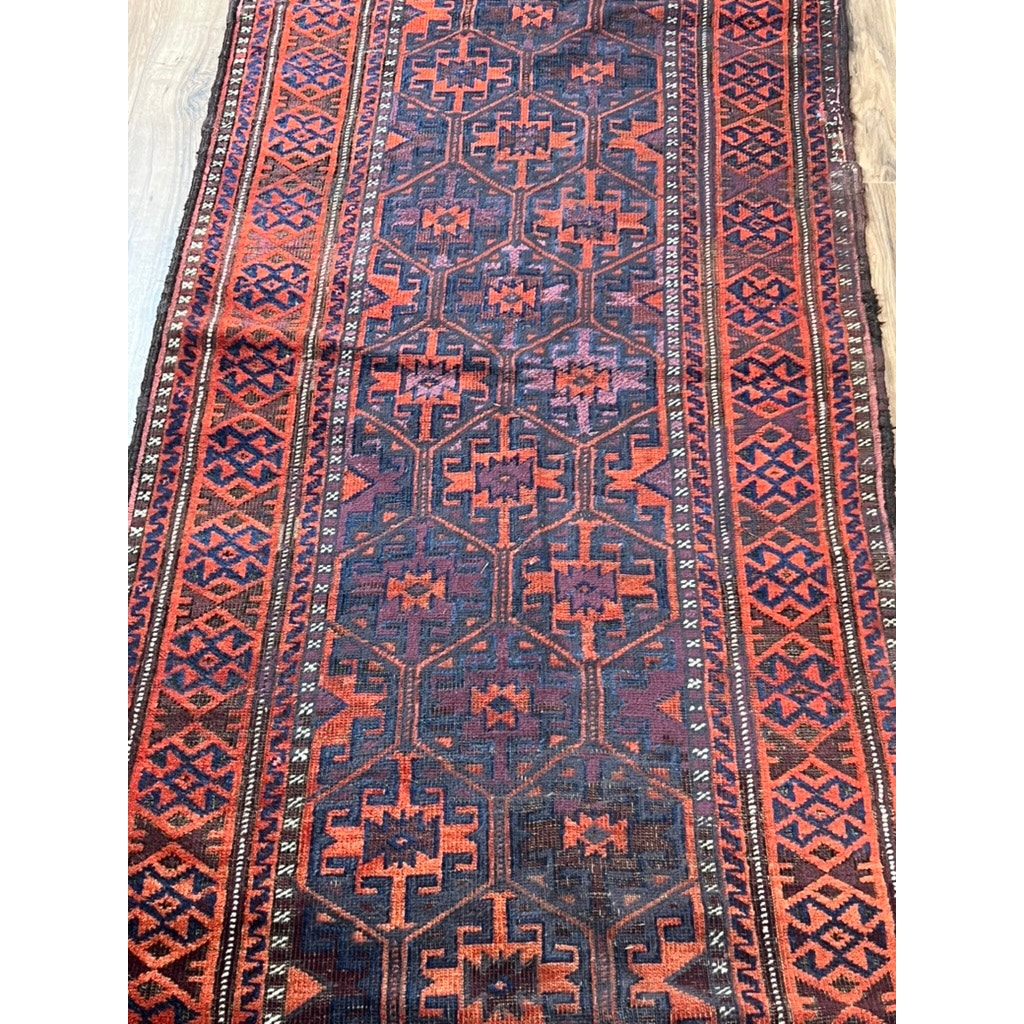 Antique Baluch Khorasan Runner with Repeating Octagonal Medallions c. Late 19th Century – 2’10 x 9’1
