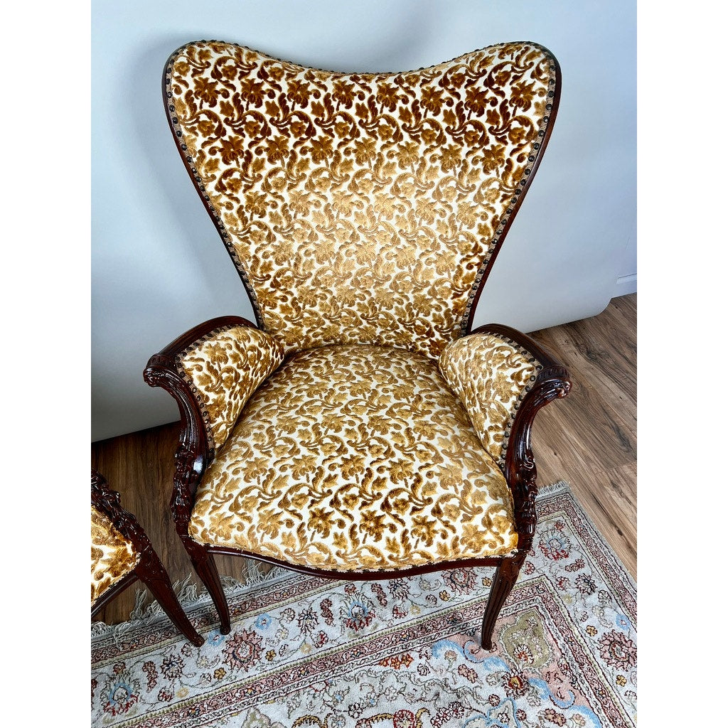 Vintage Pair Grosfeld House Hollywood Regency Fireside Chairs c. 1940