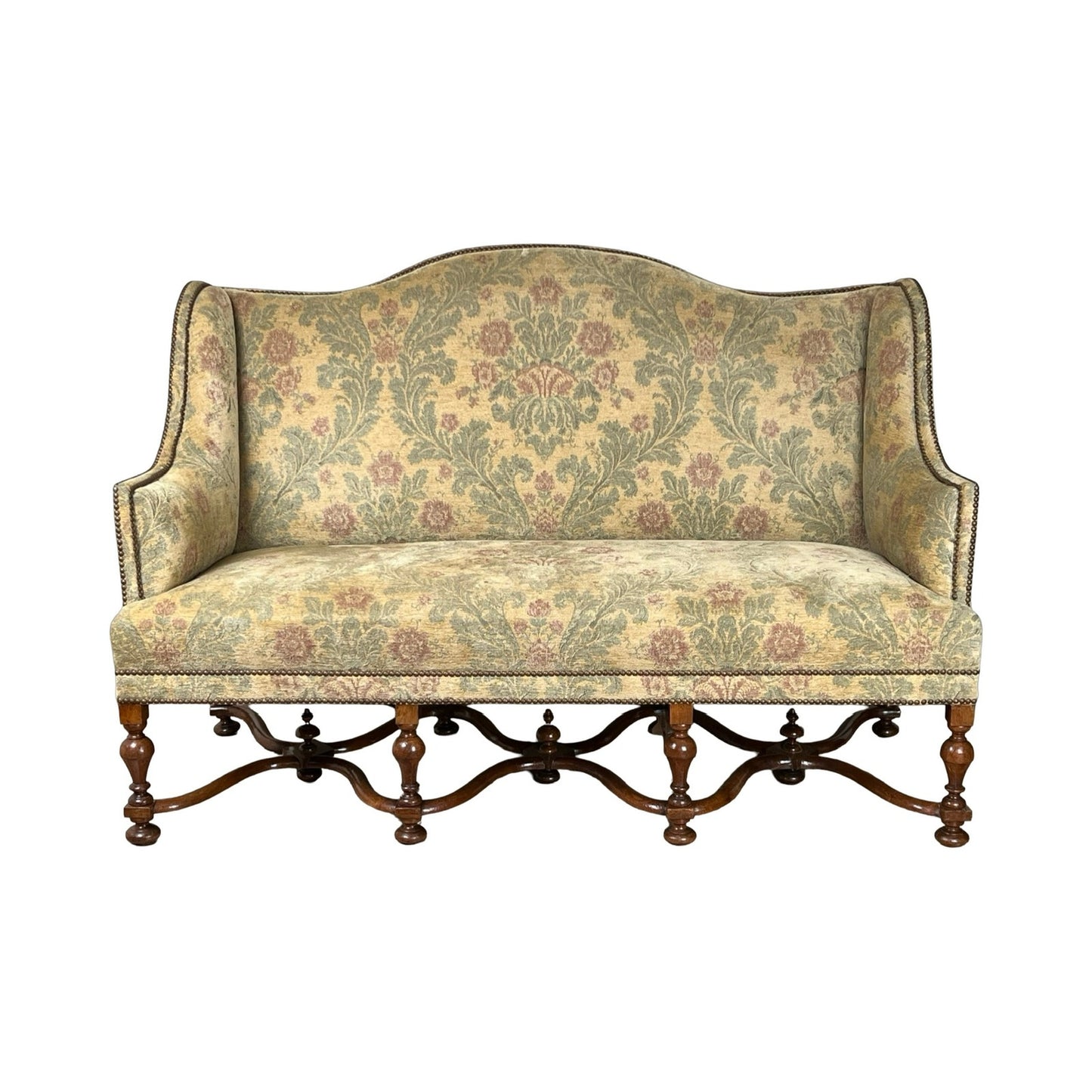 Antique French Louis XIV Style Highback Settee c. Late 19th Century
