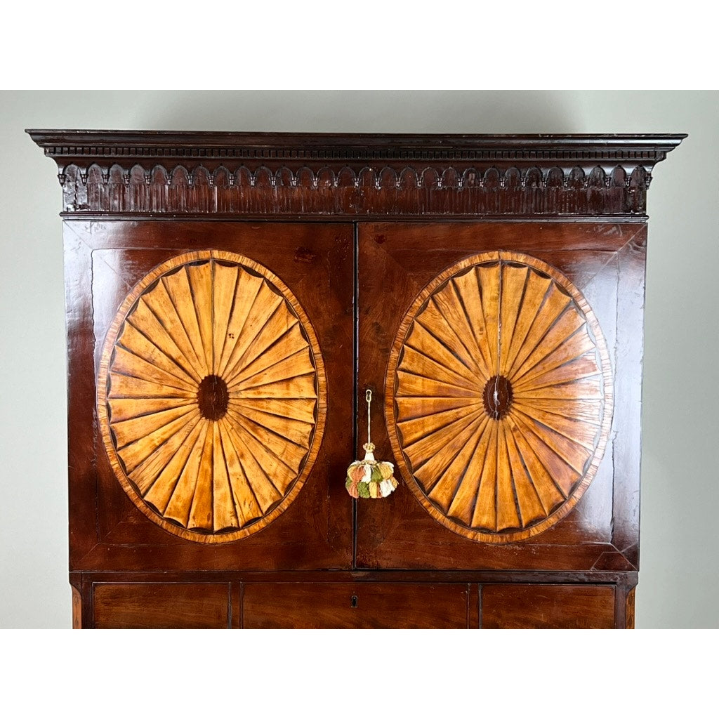 Antique George III Mahogany Wardrobe and Butlers Secretary c. Late 18th Century