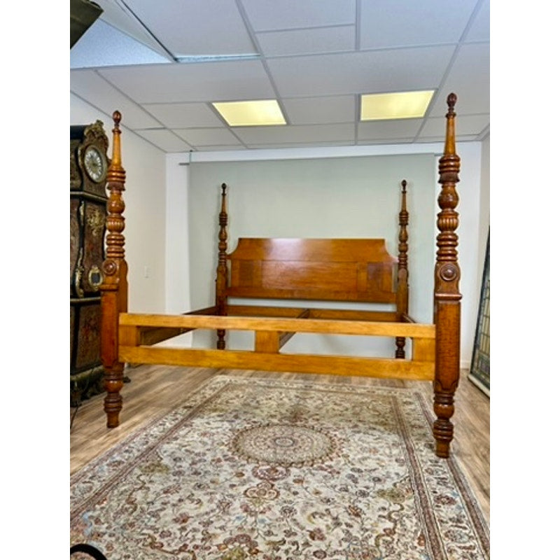 Antique 19th Century Sheraton Field Bed Resized to King by Leonards New England Seekonk, MA