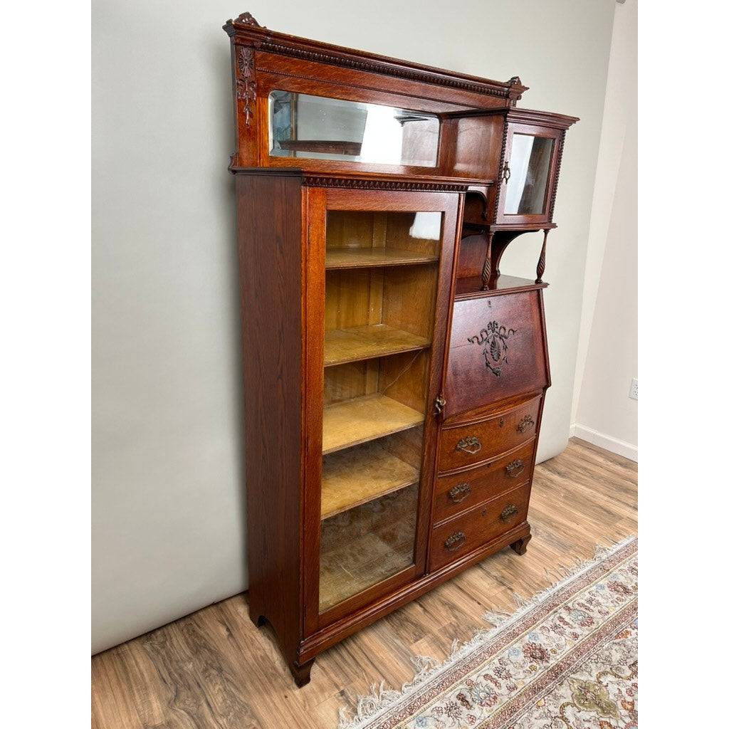 Antique Victorian Oak Side by Side Secretary c. 1900