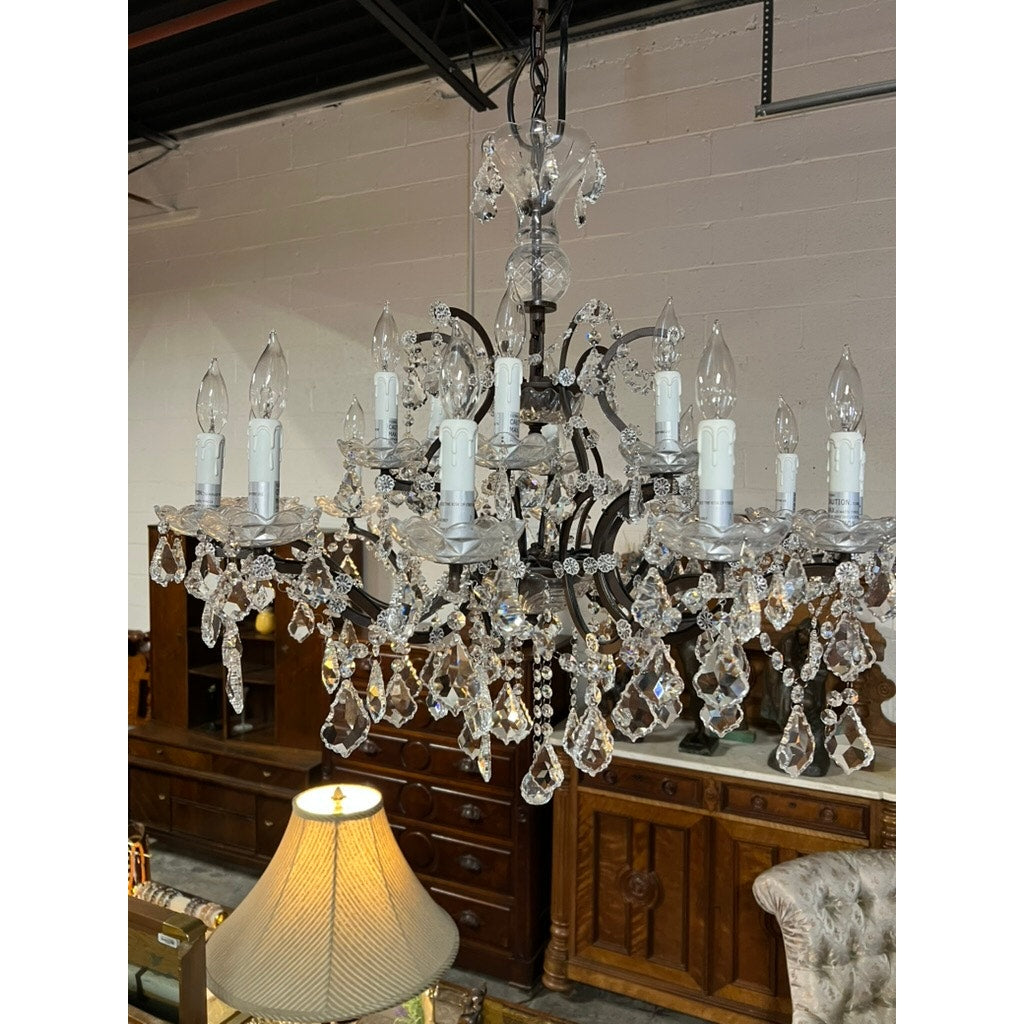 Vintage Restoration Hardware 18 Light Rococo Crystal Chandelier