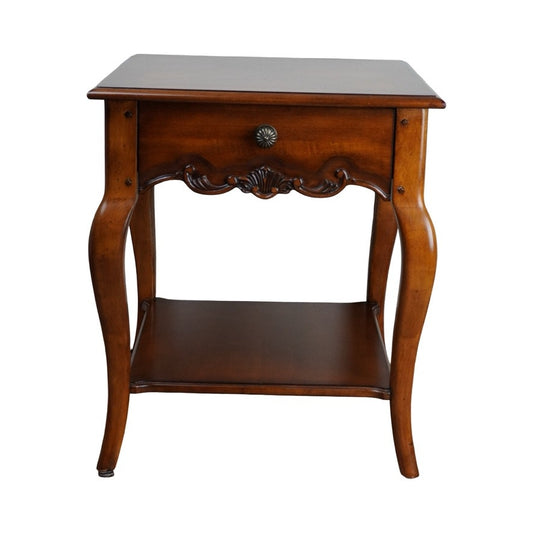 Vintage French Louis XVI Style Walnut One Drawer End Table by Drexel Heritage