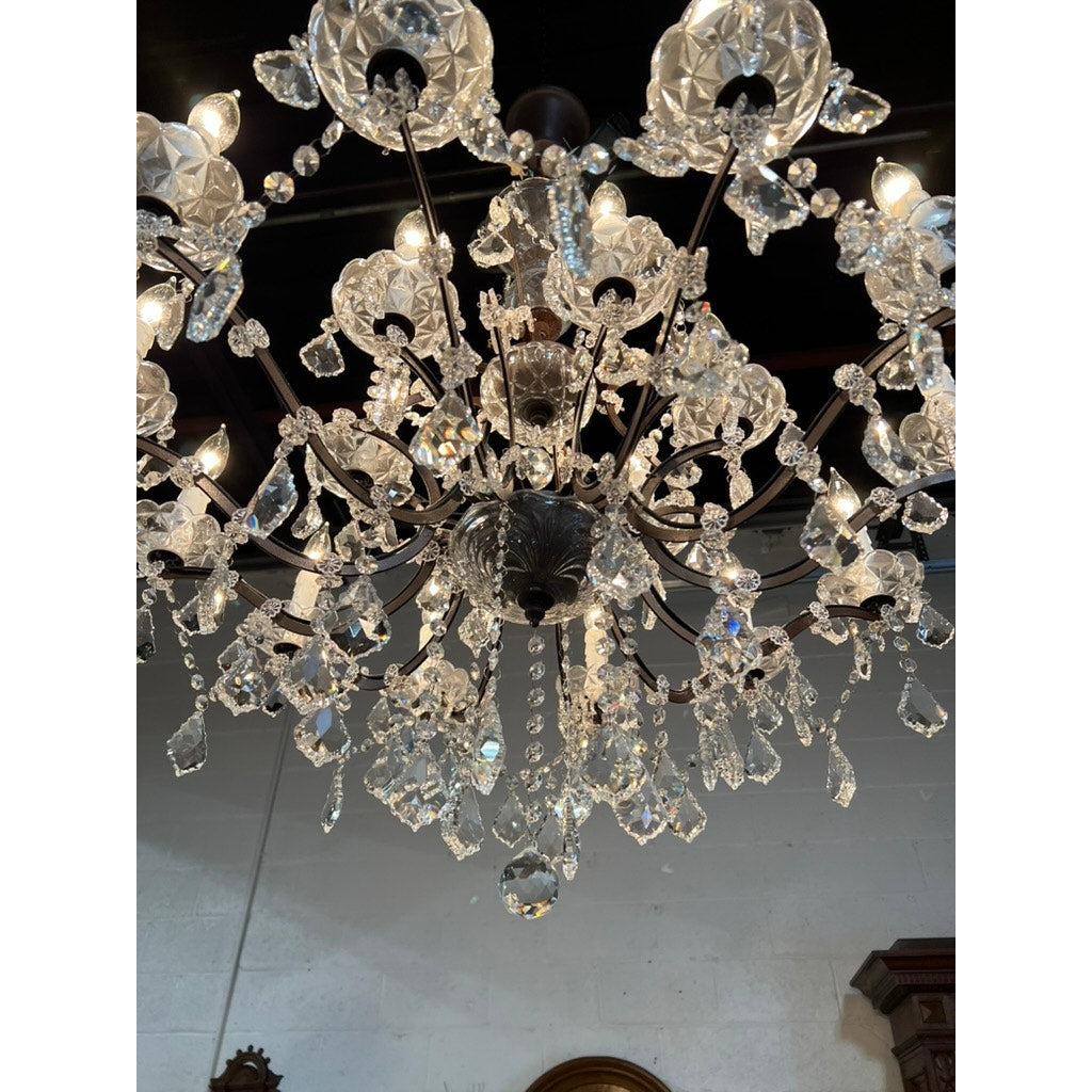 Vintage Restoration Hardware 18 Light Rococo Crystal Chandelier