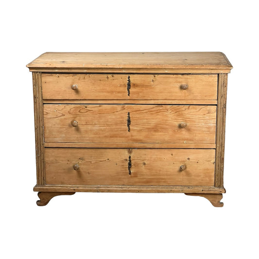 Antique Continental Biedermeier Pine Three Drawer Chest c. Early 19th Century
