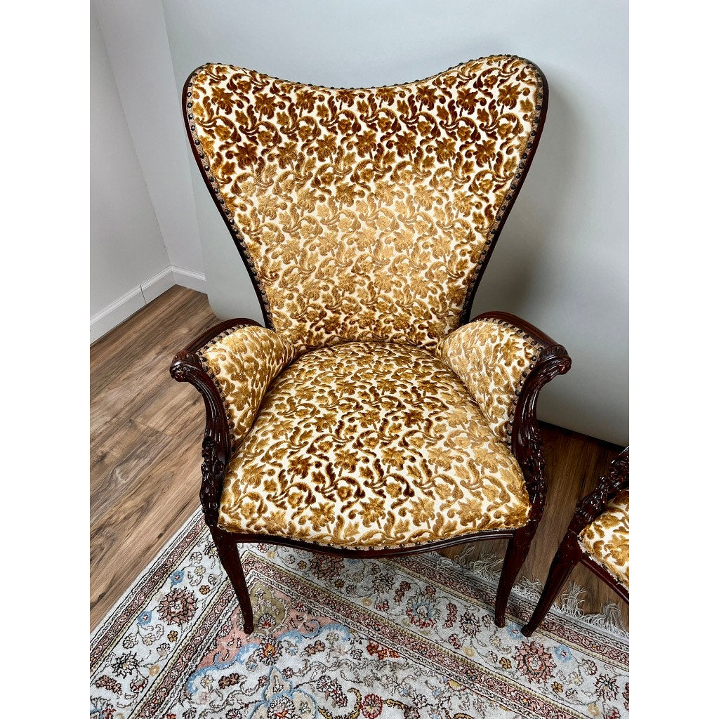 Vintage Pair Grosfeld House Hollywood Regency Fireside Chairs c. 1940