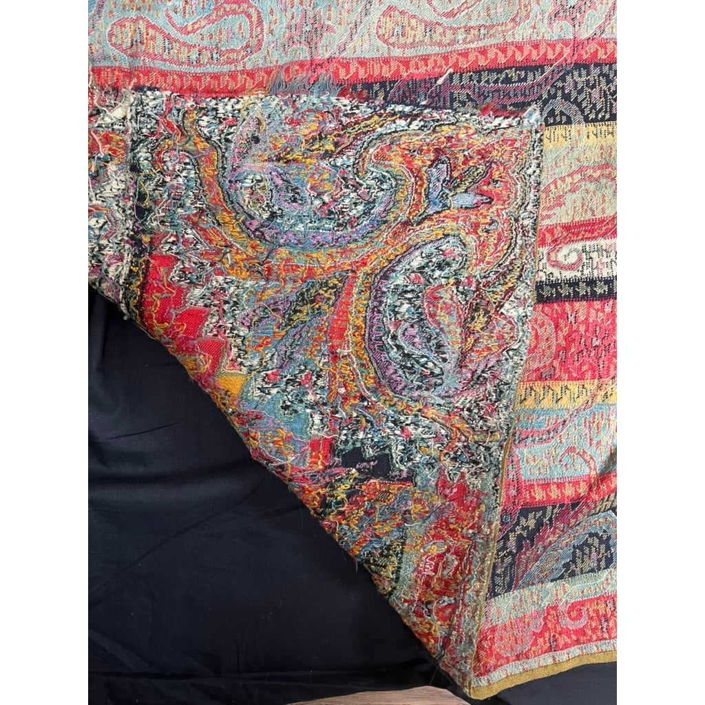 Antique Kashmiri Kani Wool Shawl | Striped Boteh Design | India c. Late 19th Century